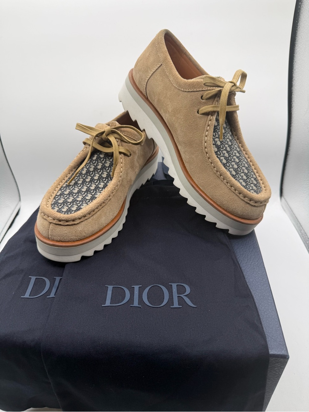 Dior Men’s neutral boat sneakers  full inclusion EUC